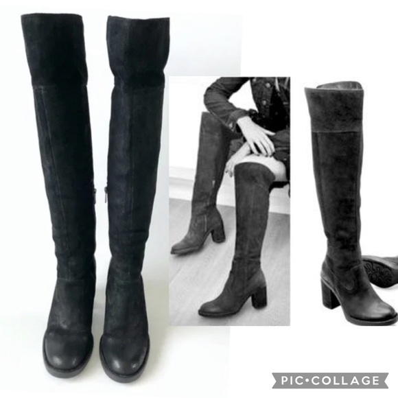 Born Shoes - BORN | Waterproof Leather Over The Knee Kathleen Block Heel Boots
